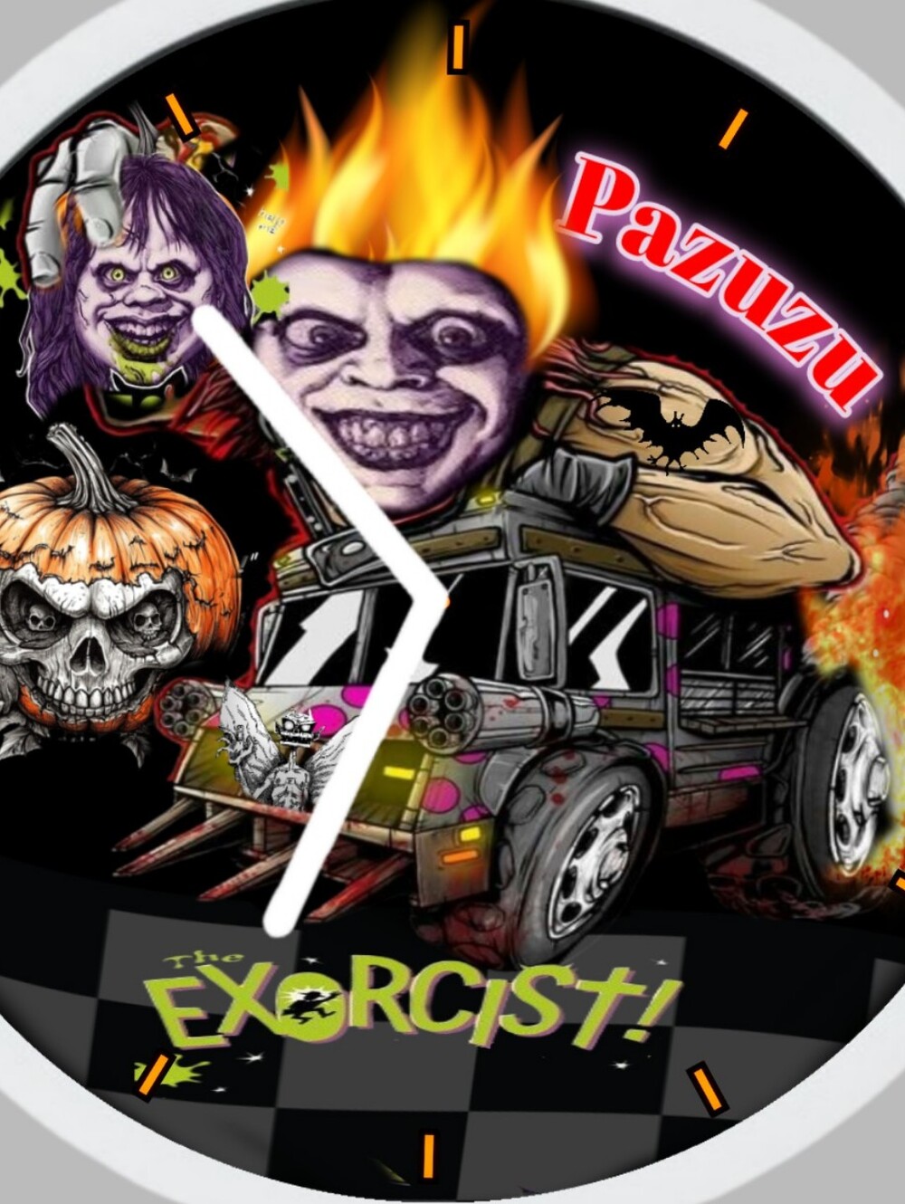 The Exorcist Horror Graphic Art Clock  - Black with Neon Accents